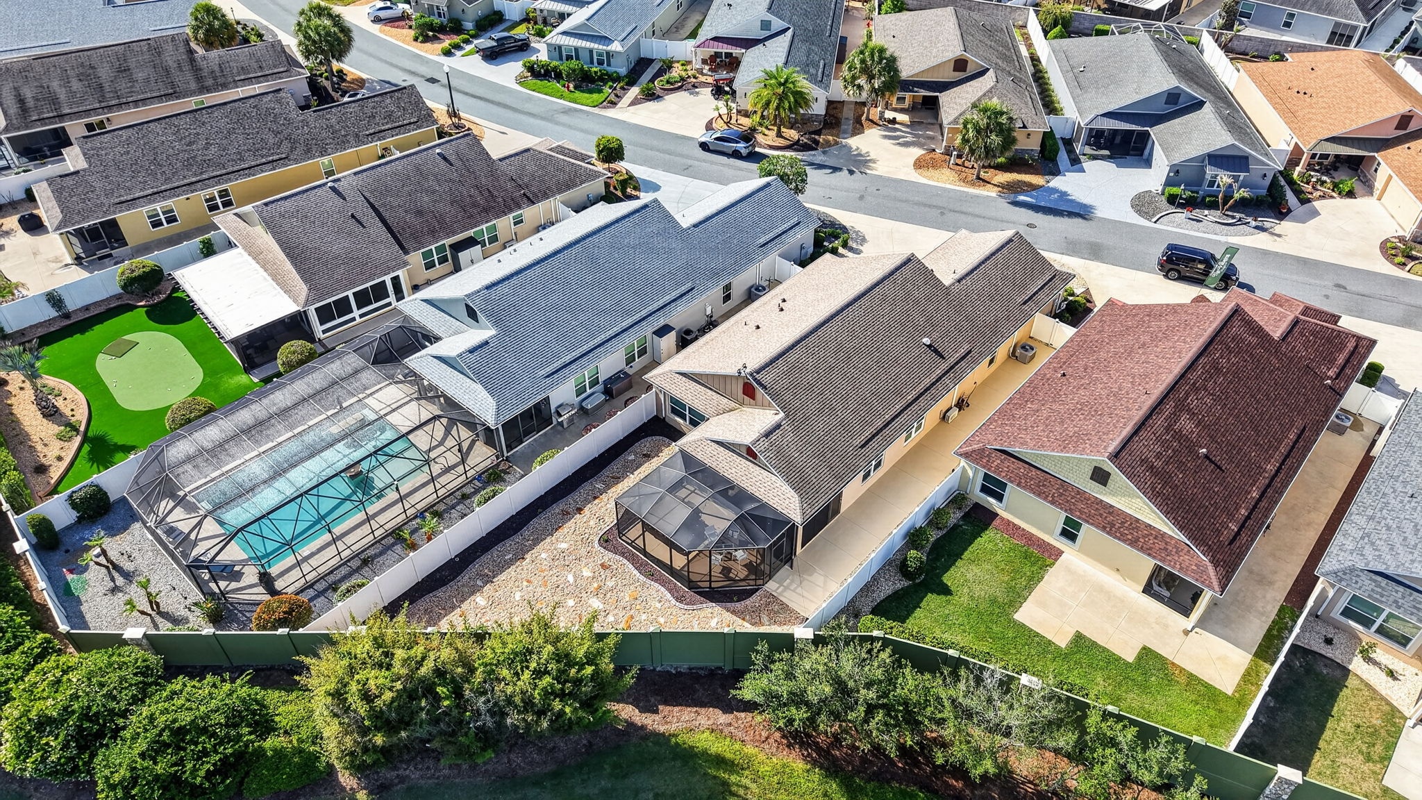 Aerial with Privacy Wall and Fencing, Stoned Landscaping, and ROOM FOR A POOL!