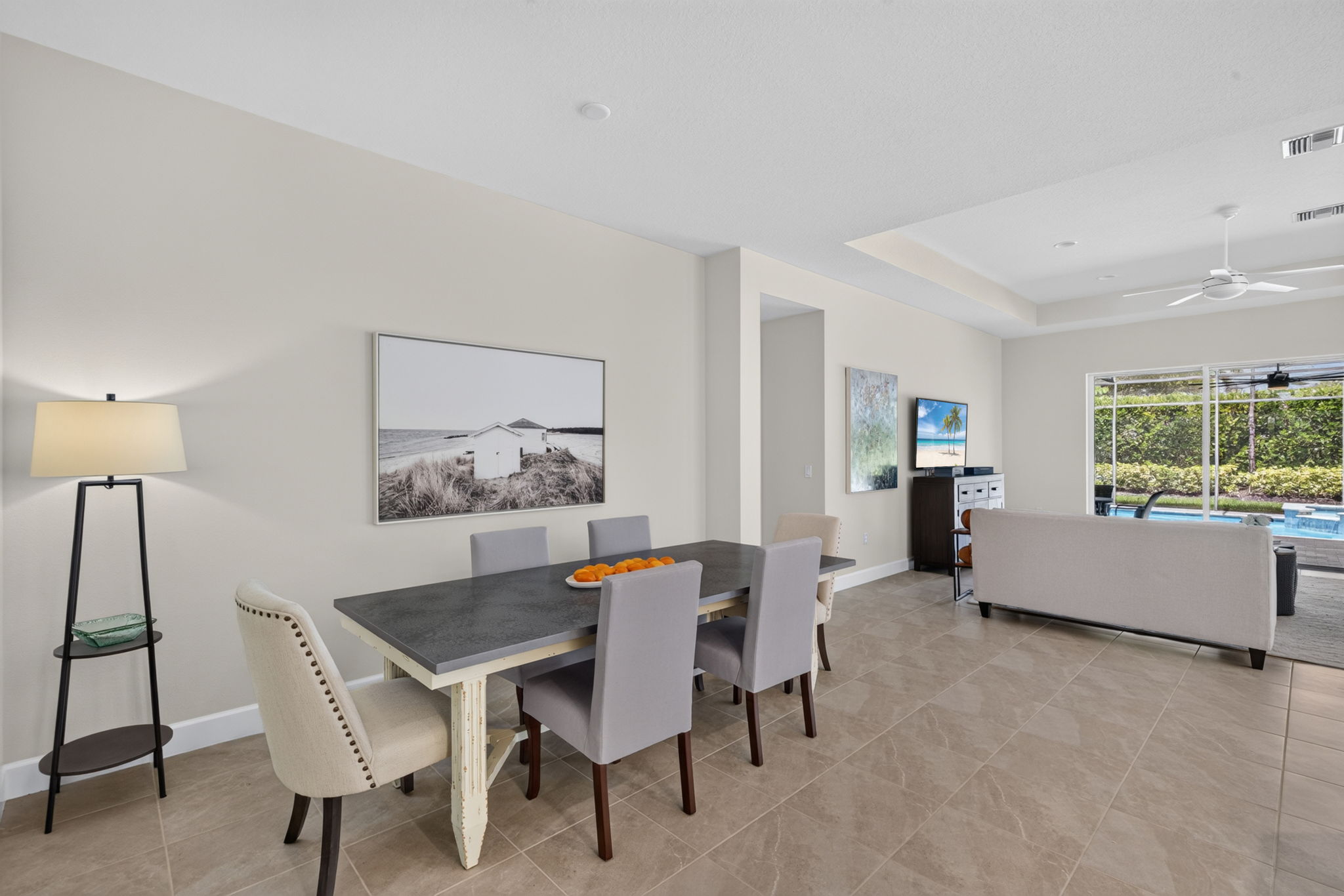 The position of the dining area allows everyone to feel included at gatherings!