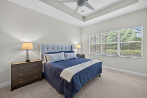 Recently replaced carpeting, 3 windows overlooking the pool area and space for any sized bedroom furniture AND a chair! 2 walk-in closets are present, too!
