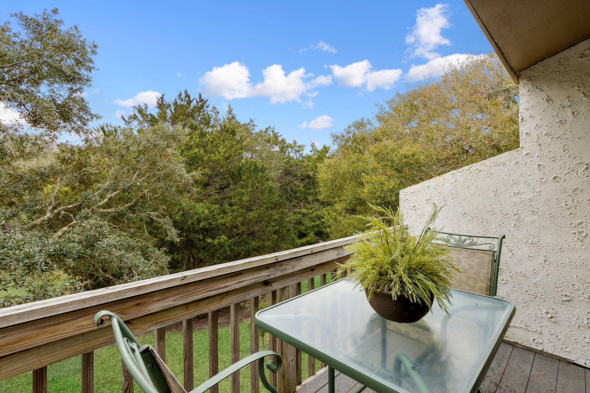 Your second floor balcony is completely private...