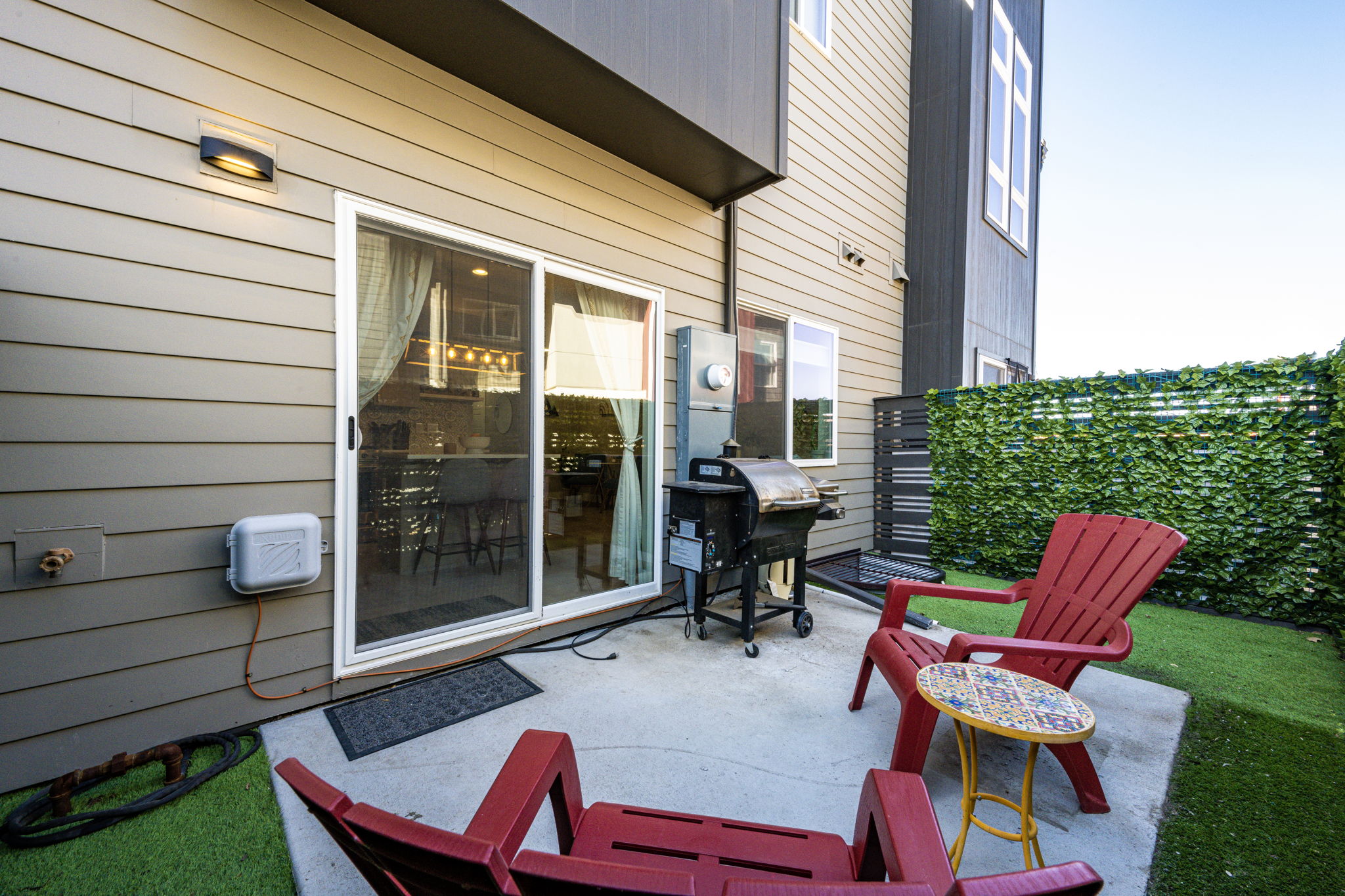 Private backyard patio area