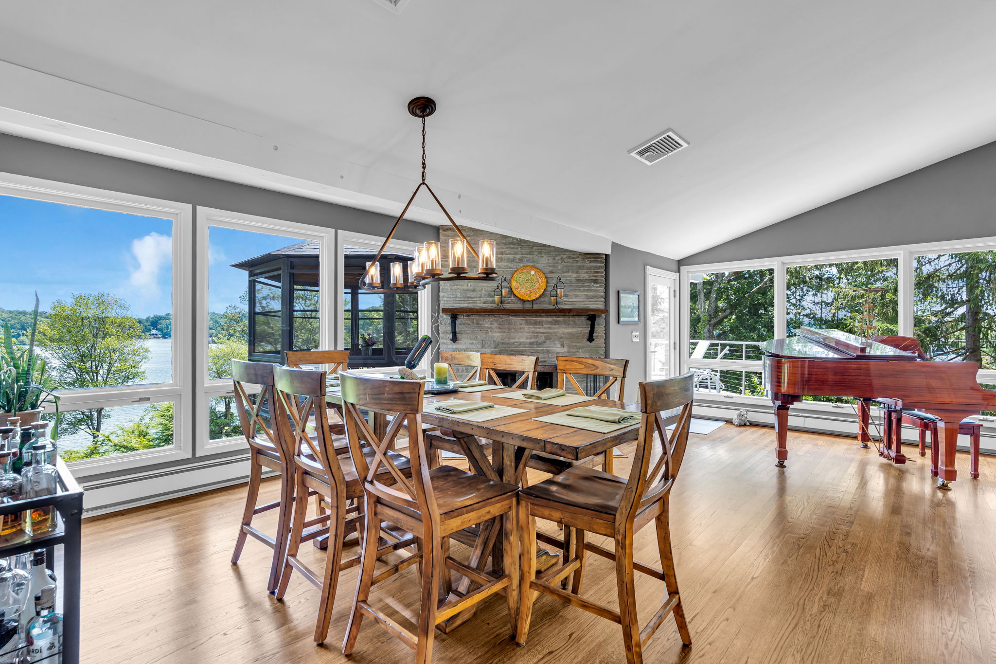 Dining room with lake views