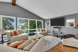Living room with lake views