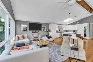 Living room open to kitchen & dining