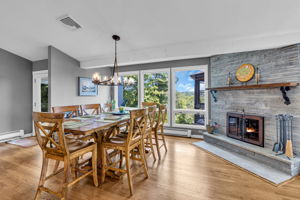 Dining rm with fireplace
