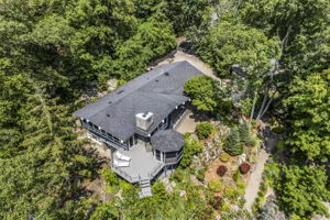 Close up overview, house, deck and cabana