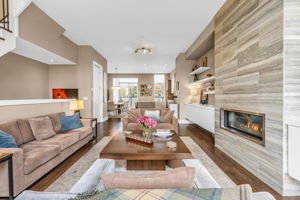 Custom tiled fireplace surround