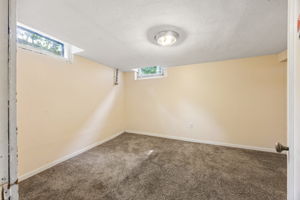 Finished bonus room in the basement, with a closet.