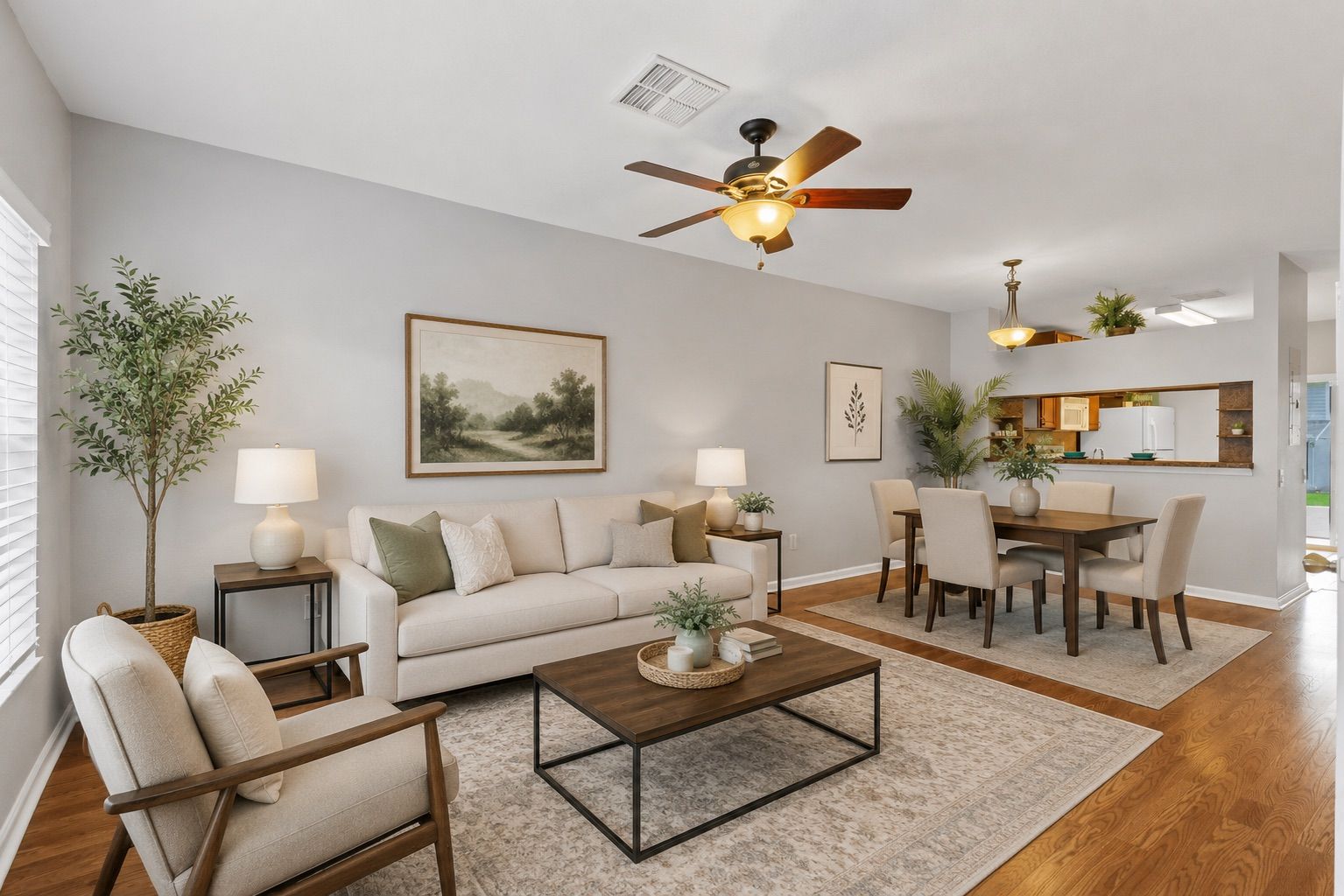 Virtually Staged Living Room/Dining Room Combo