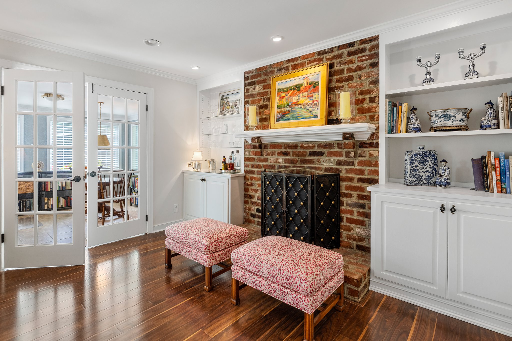 French doors from the Great Room open to Sunroom/ Office