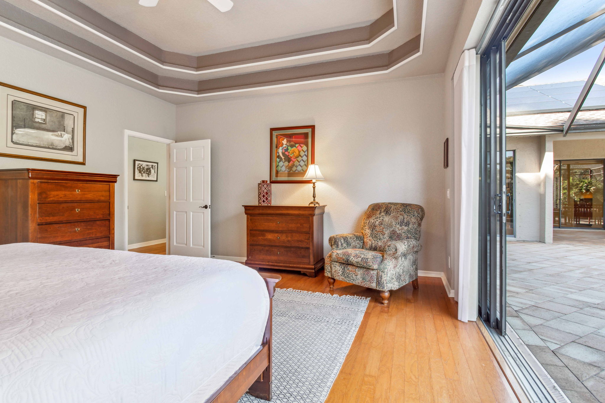 Spacious Primary Bedroom with beautiful tray ceiling