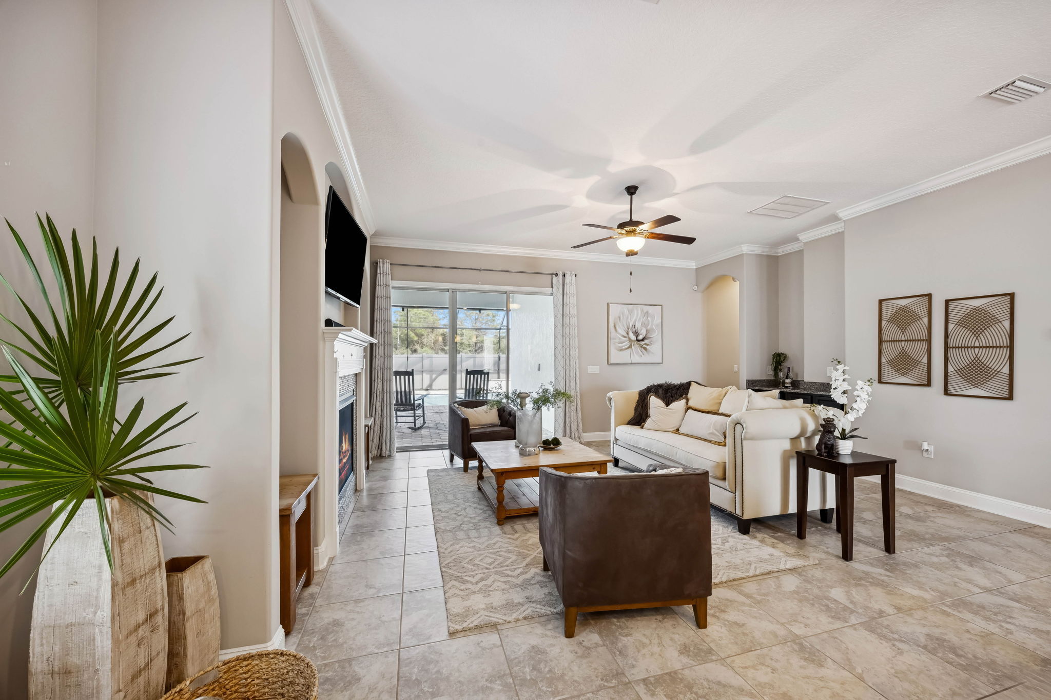 Multiple seating arrangements, from conversational groupings to larger sofas and accent chairs, are easily accommodated without crowding the room ...