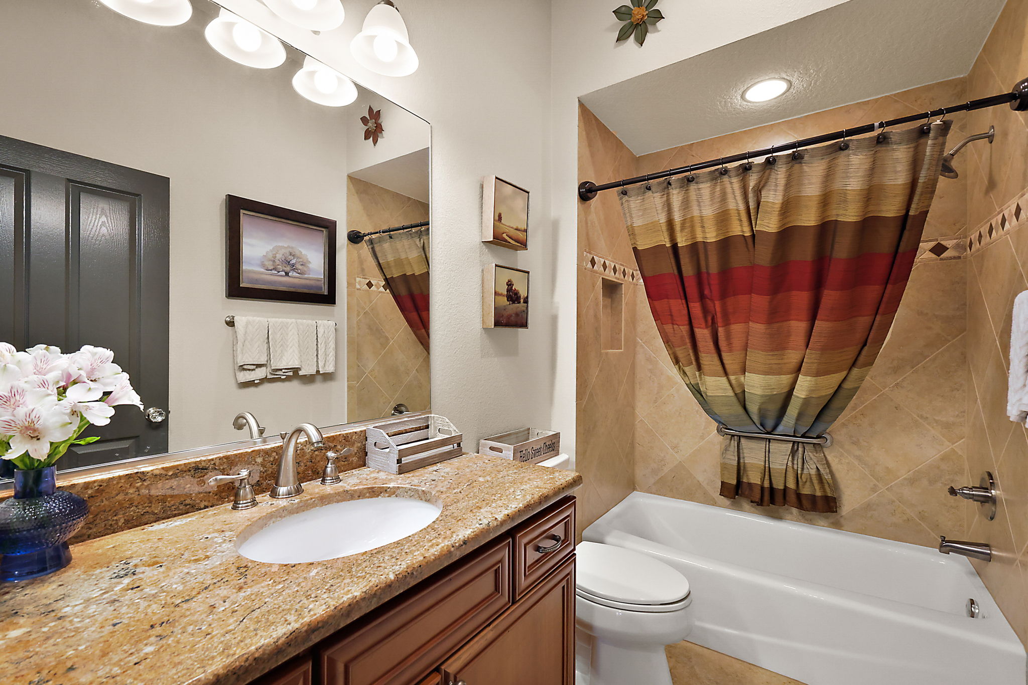 Second Bathroom with Rich WOOD Cabinetry with GRANITE countertop