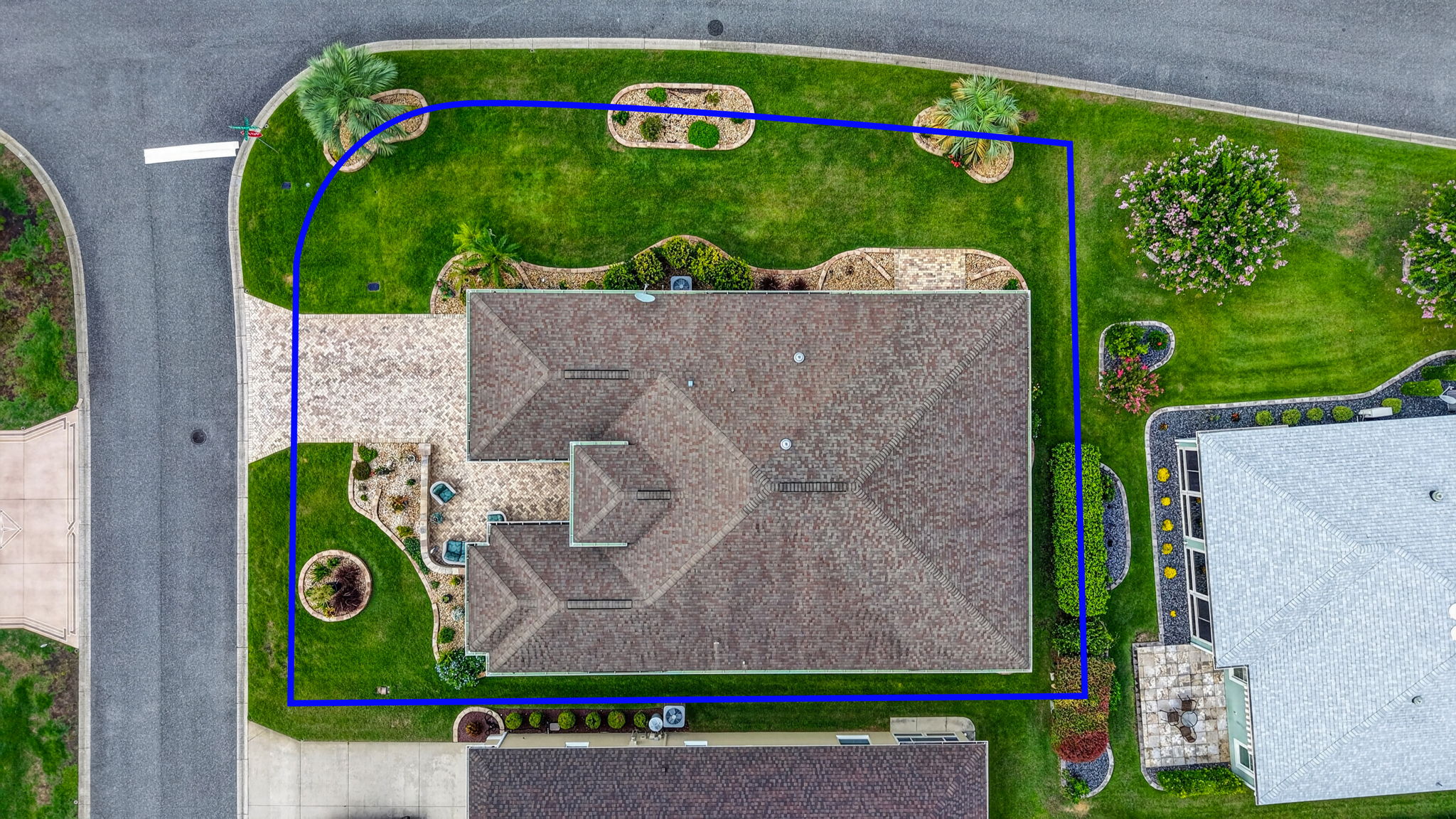 Aerial with Property Lines and Large Corner Lot