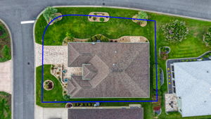 Aerial with Property Lines and Large Corner Lot