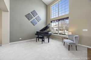 Dramatic 2-story living room...