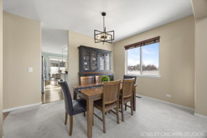 Dining room blends with living room for flexible entertaining...