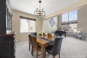 Dining room blends with living room for flexible entertaining...