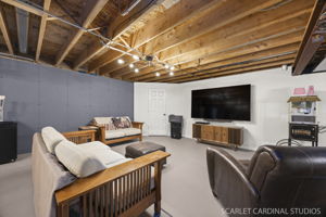 Full, partially finished basement with exceptional layout