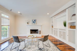 28 Living Room B w Fireplace + Shelf Detail
