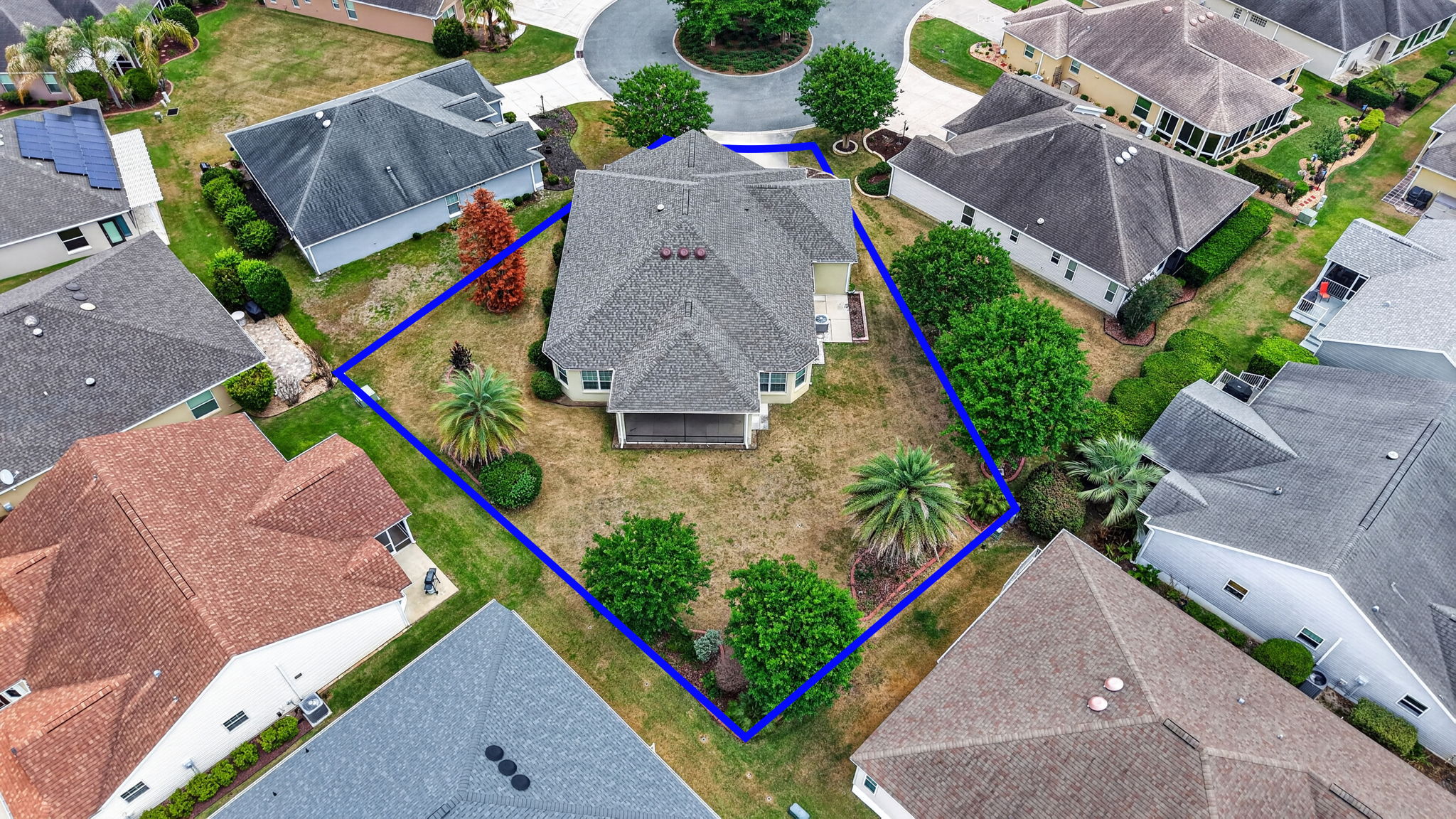 Aerial Rear Elevation with Property Lines and OVERSIZED Lot