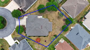 Overhead Aerial with Property Lines and OVERSIZED  Lot