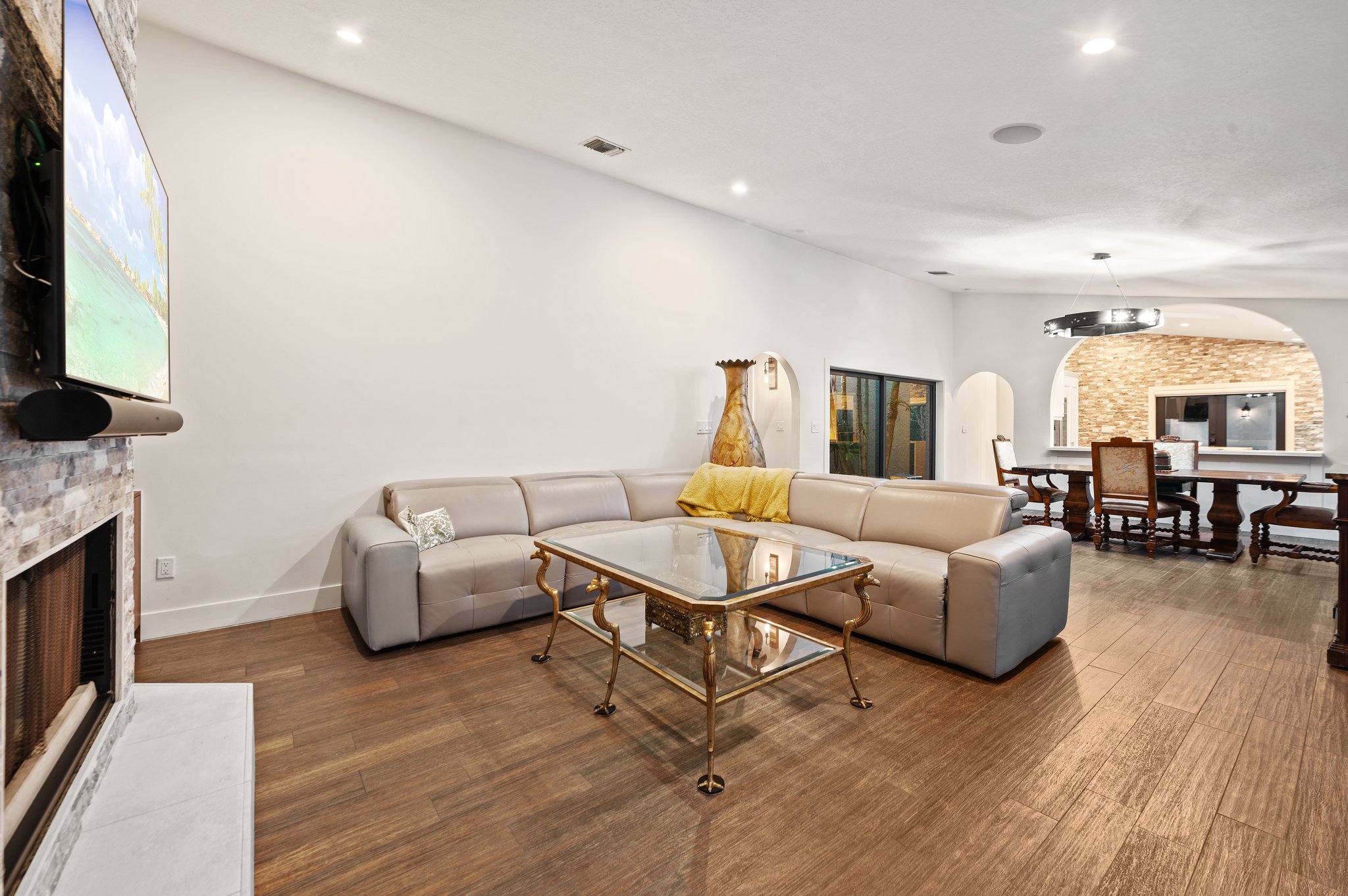Family Room with working fireplace