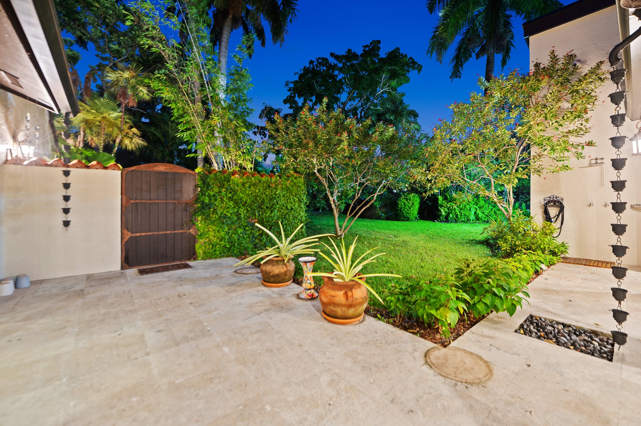 Garden and gated interior garden