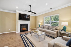 Gorgeous LVT flooring throughout first floor.  Ceiling fans and plantation blinds.