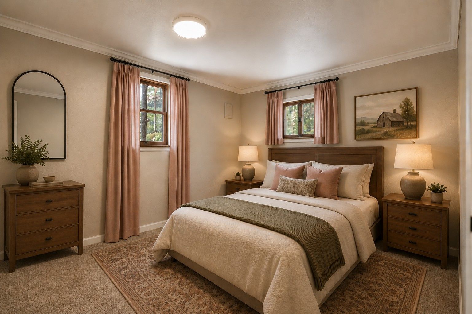 Virtually staged Bedroom.