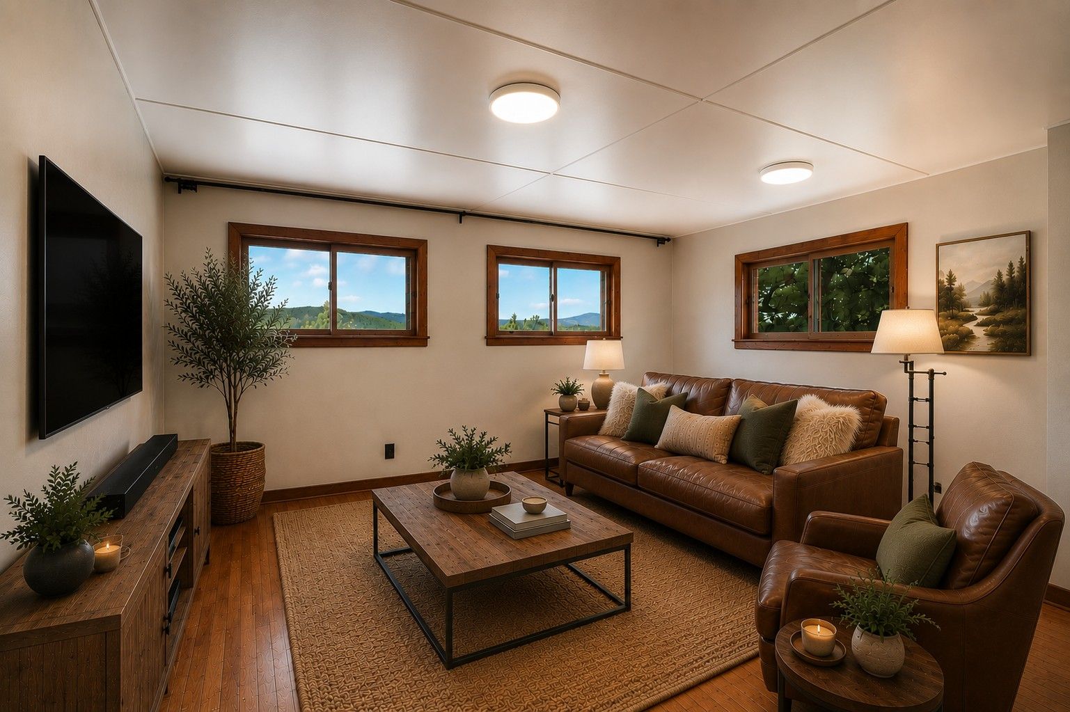 Virtually staged Living room.