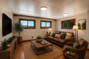 Virtually staged Living room.