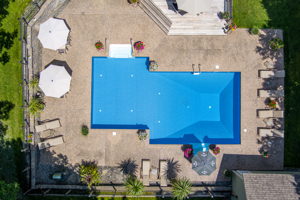 Overhead view of pool area