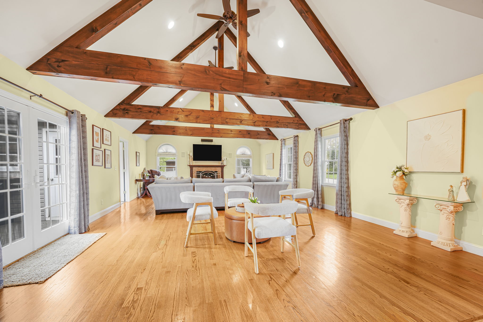 Great Room with Wet Bar and Fireplace, with nearby pass through bar too!