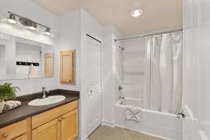 Bathroom featuring ample storage