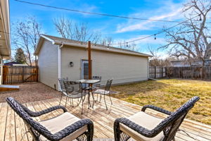 The backyard is a great space to hang out and enjoy the sunset.