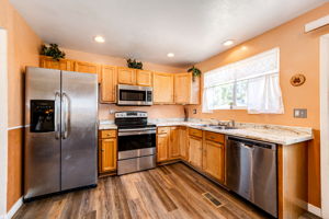 Spacious kitchen with stainless steel appliances