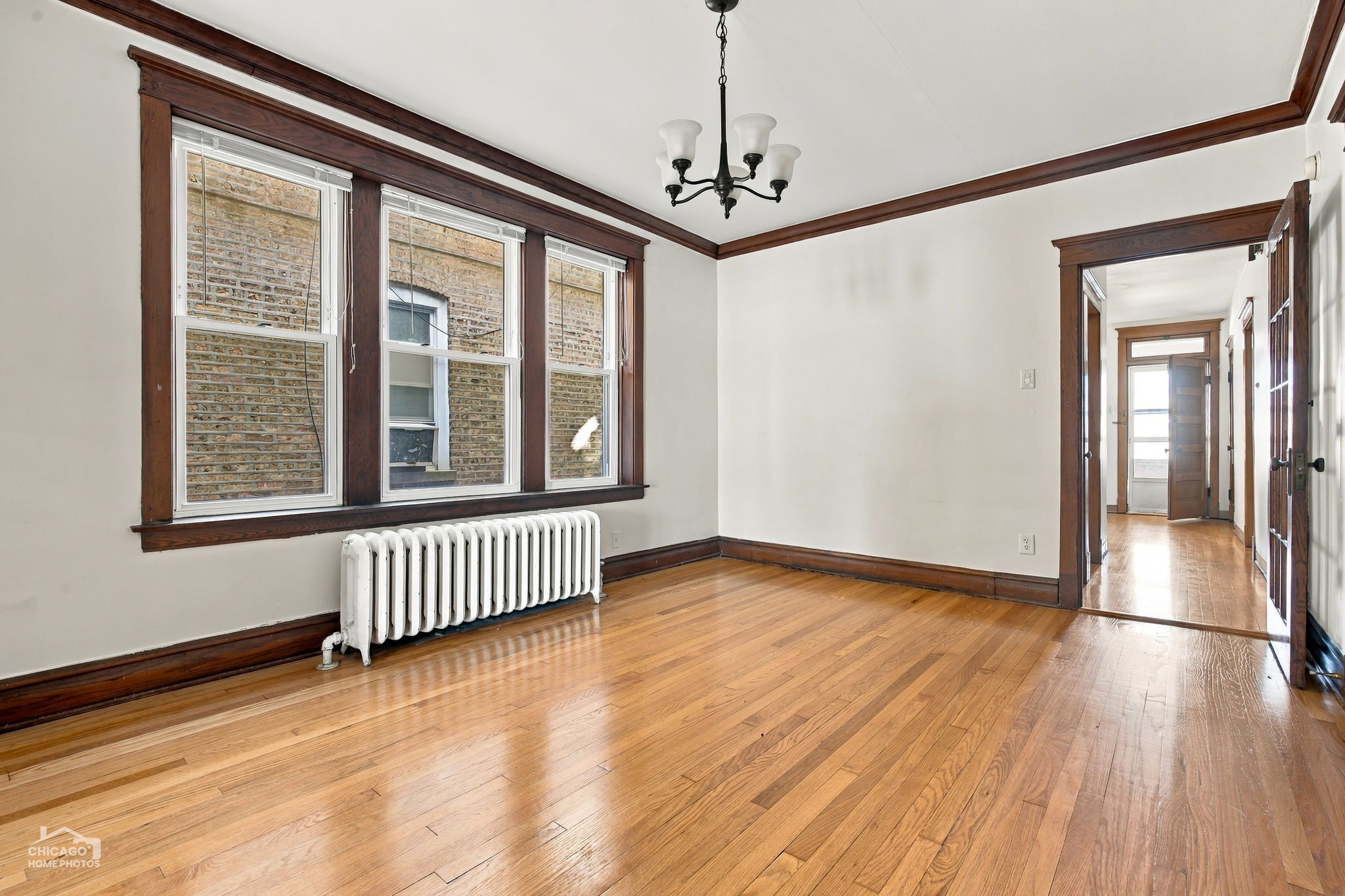 First floor dining room with original french door