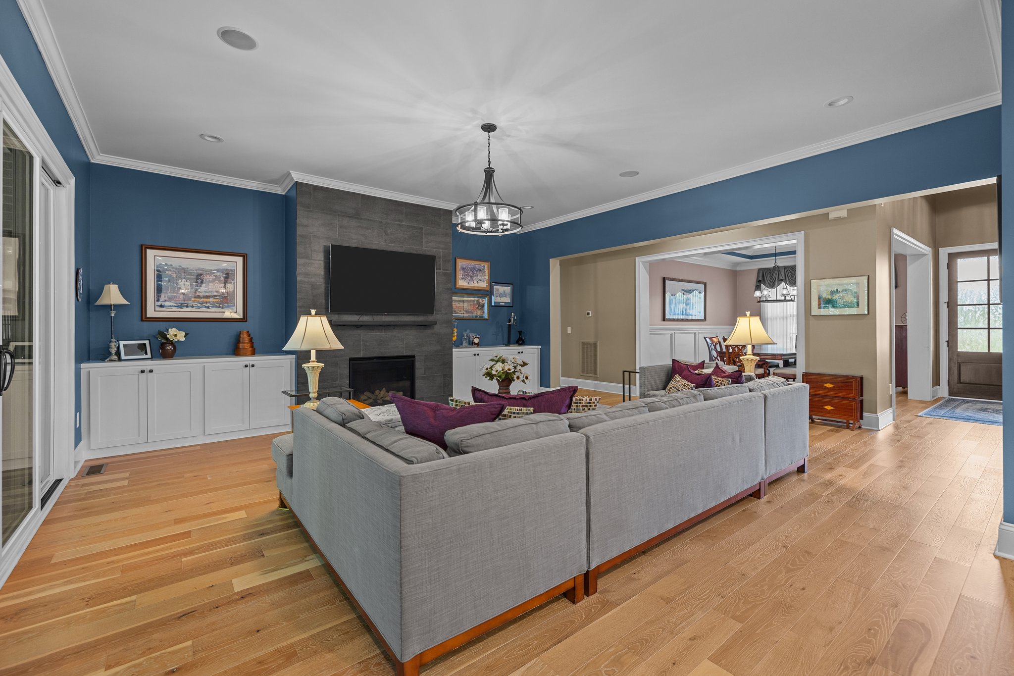 Expansive Family Room with a Gas Fireplace