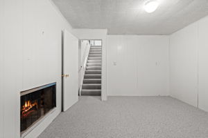 Finished basement. Simulated fire