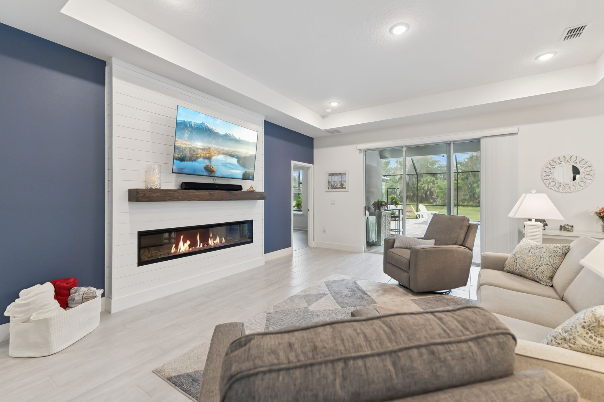 Custom Built-In with 84" Linear Fireplace