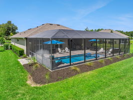 Pool positioned to maximize entertainment spaces