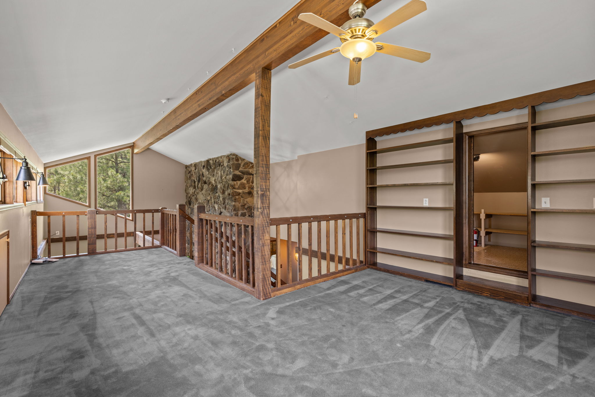 Built In Bookshelves and Large Storage Room