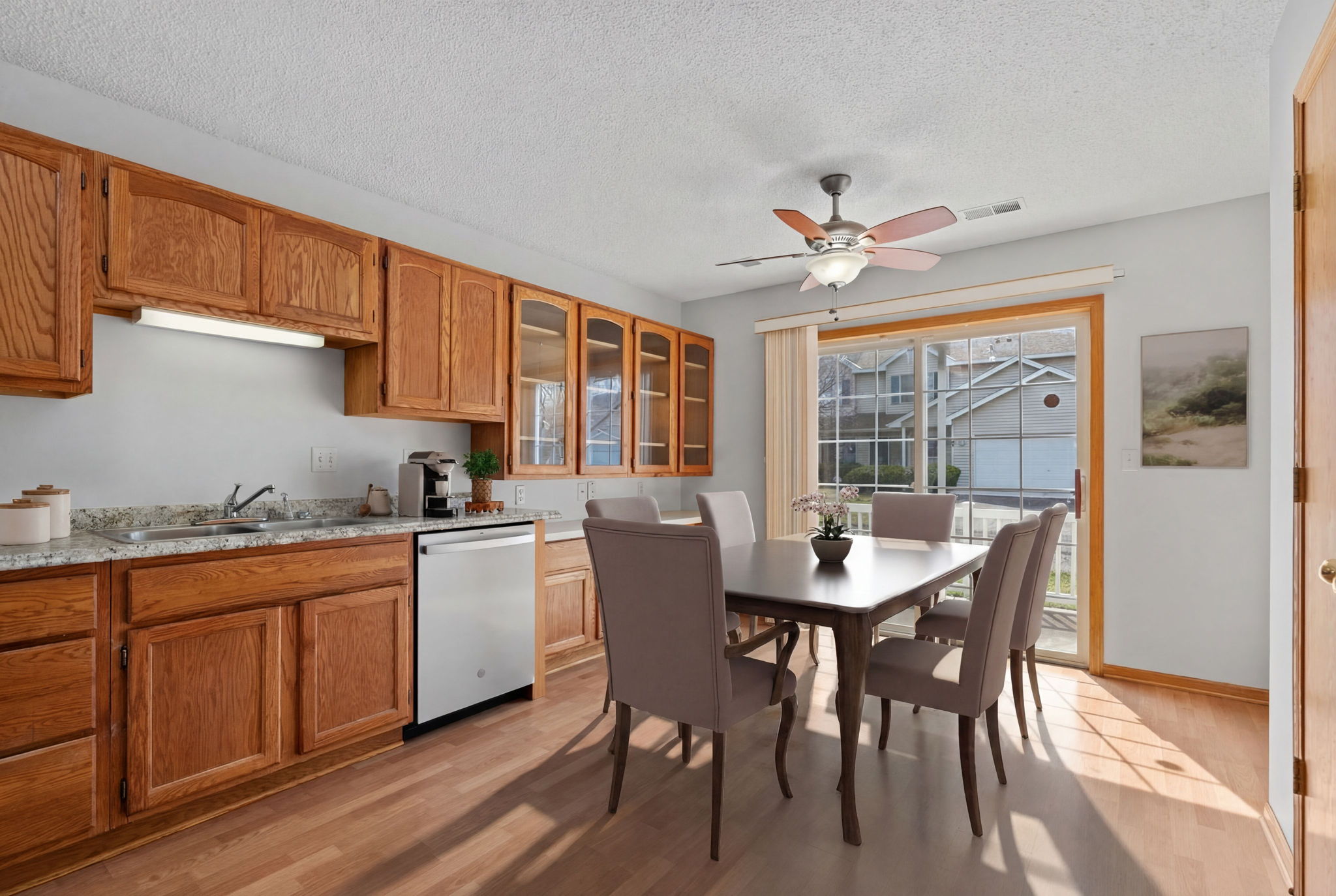 Spacious open kitchen with walkout