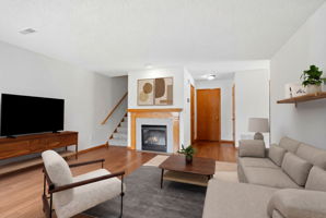 Large living area with fireplace