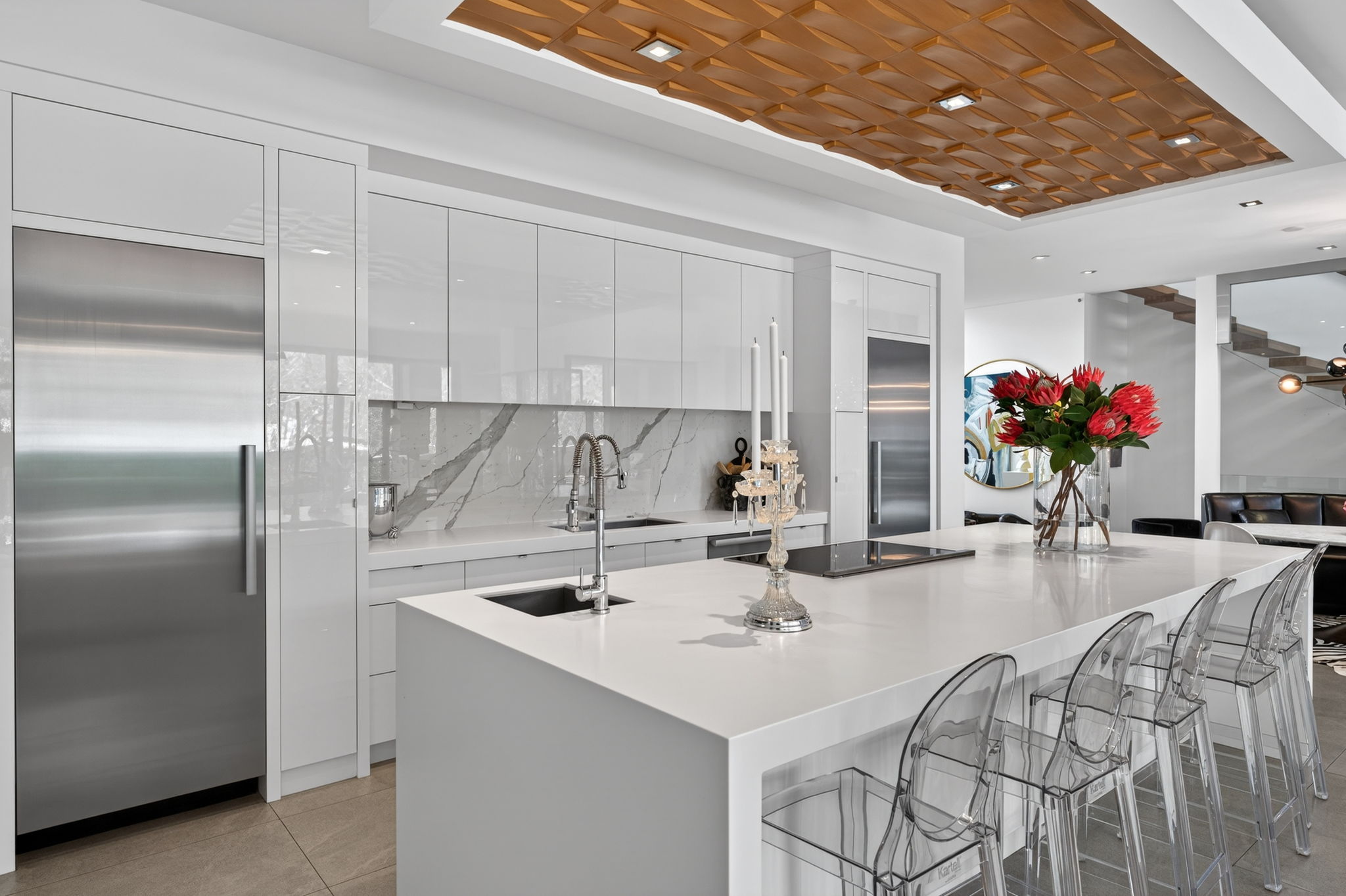 Designer kitchen with 12-foot island and Miele appliances