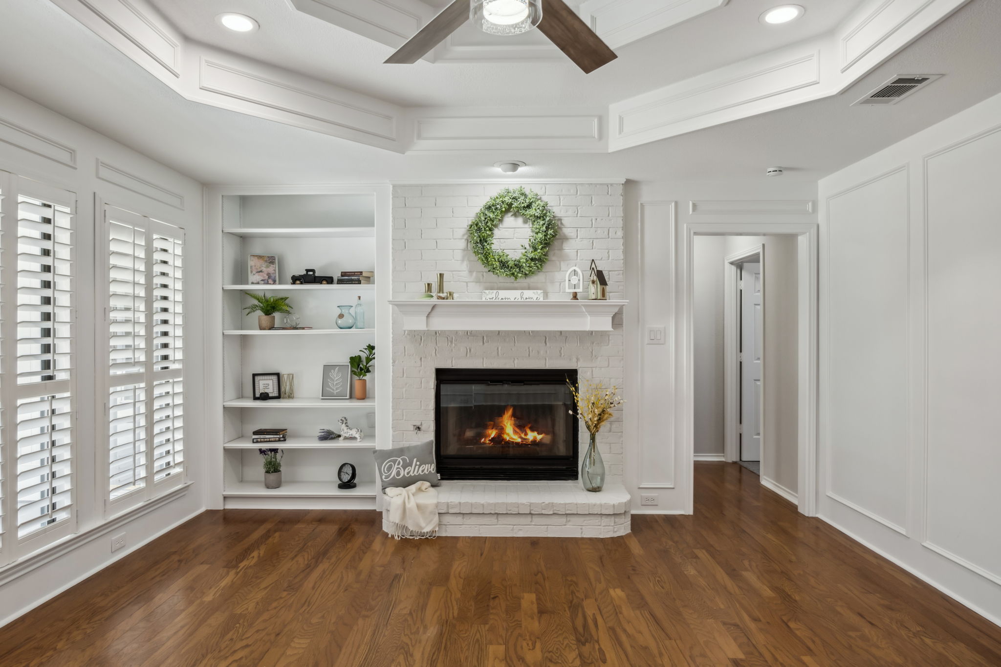 Another view of the Main Living - Gas Fireplace Logs with Glass Doors!