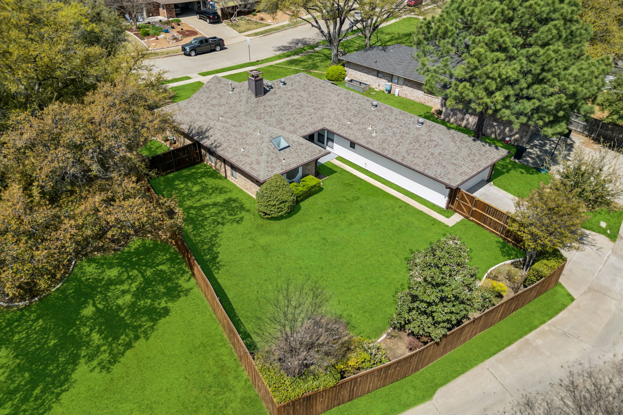 This aerial view really showcases the enormous backyard features!