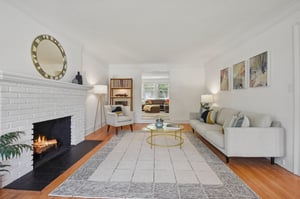 Living room leads to family room in the back.