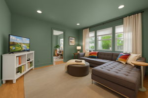 Virtually painted in Benjamin Moore’s 'Rainy Afternoon'—because sometimes, your dream color needs a test run. One of the perks of house hunting today? AI lets you play with the possibilities before picking up a single paintbrush.